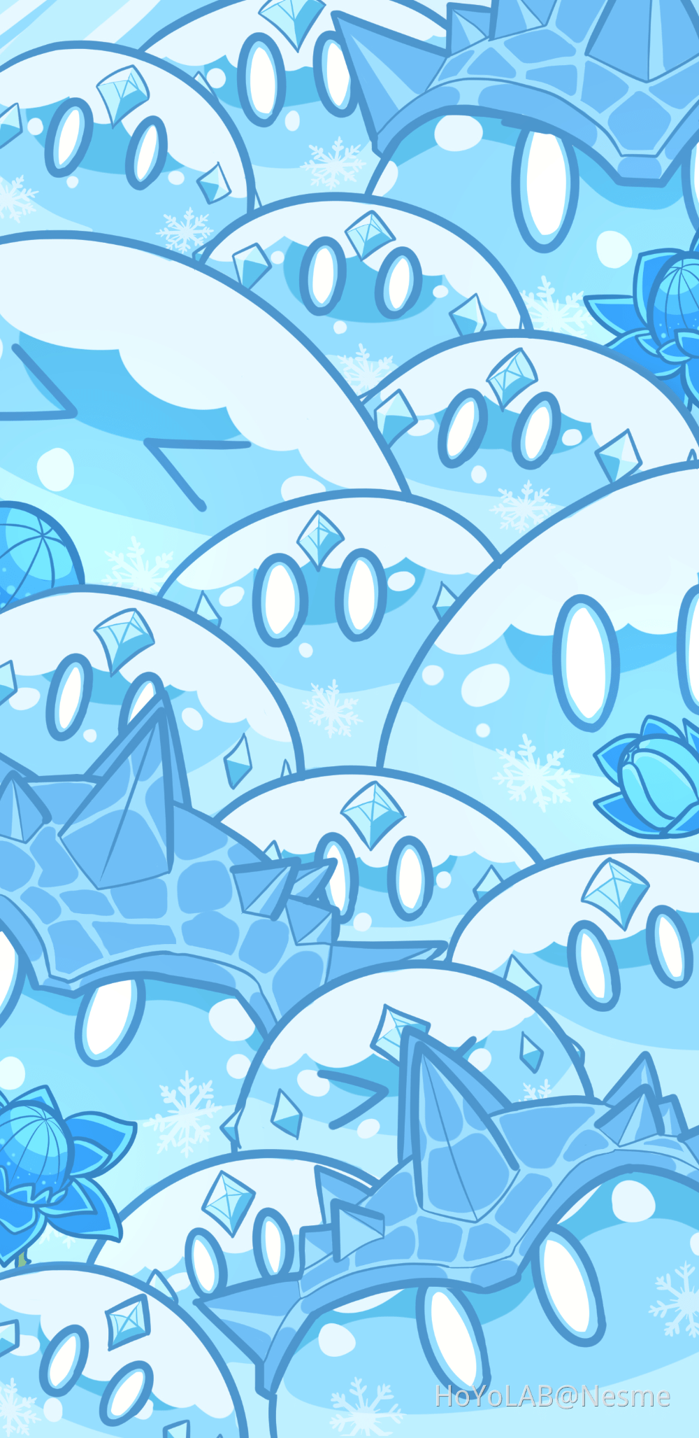 A blue and white background with snowflakes - Slime