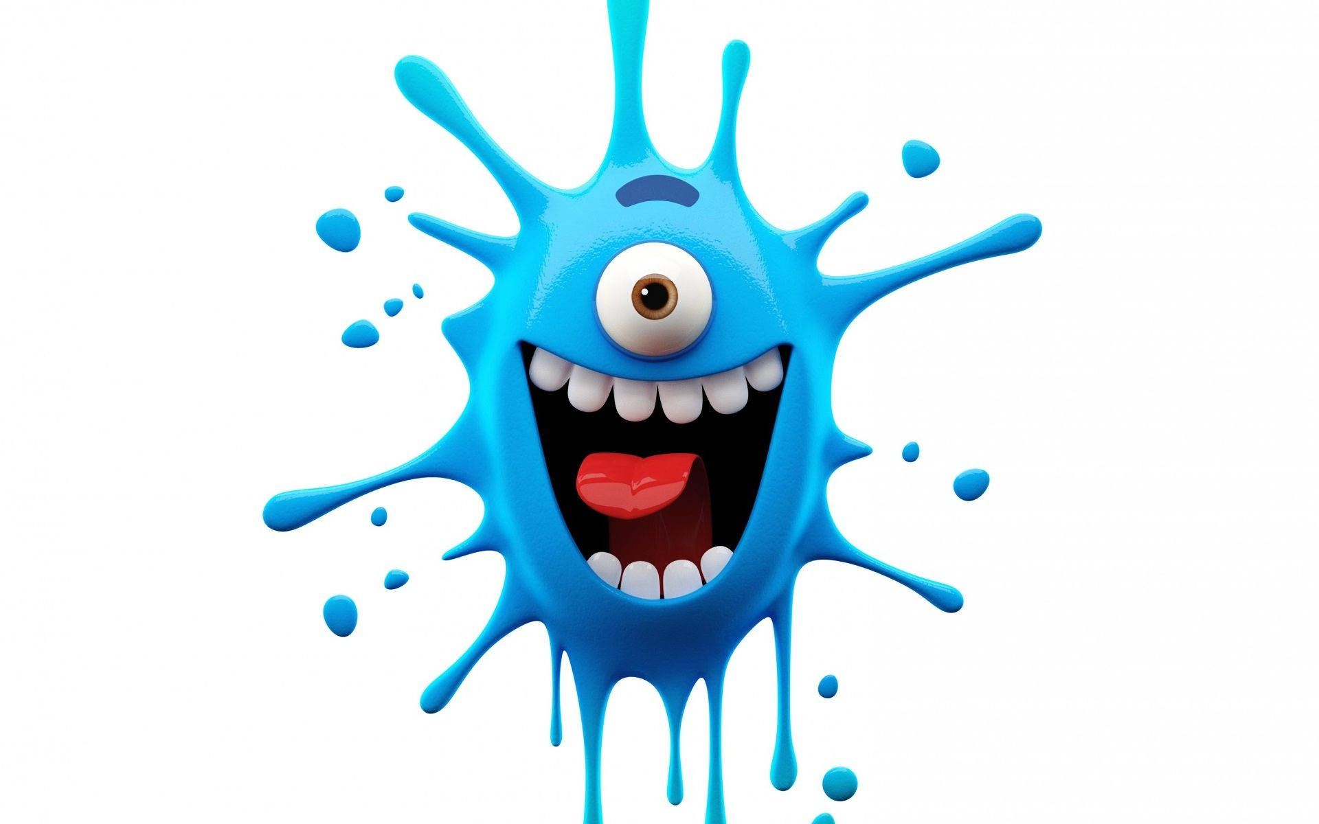 A blue monster with one eye and a big smile - Slime