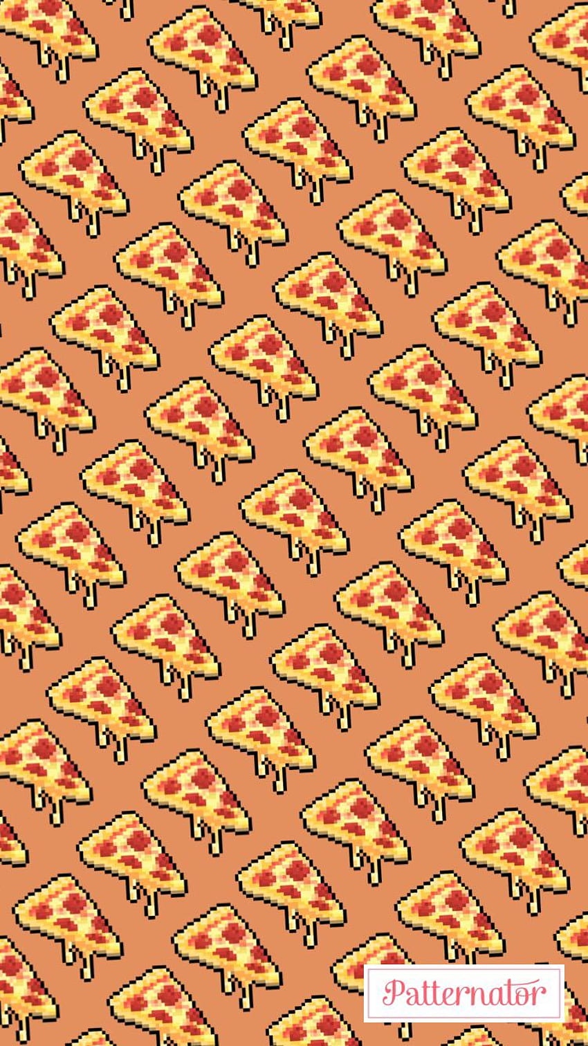 A pattern of pizza slices in a repeating pattern on a brown background - Pizza