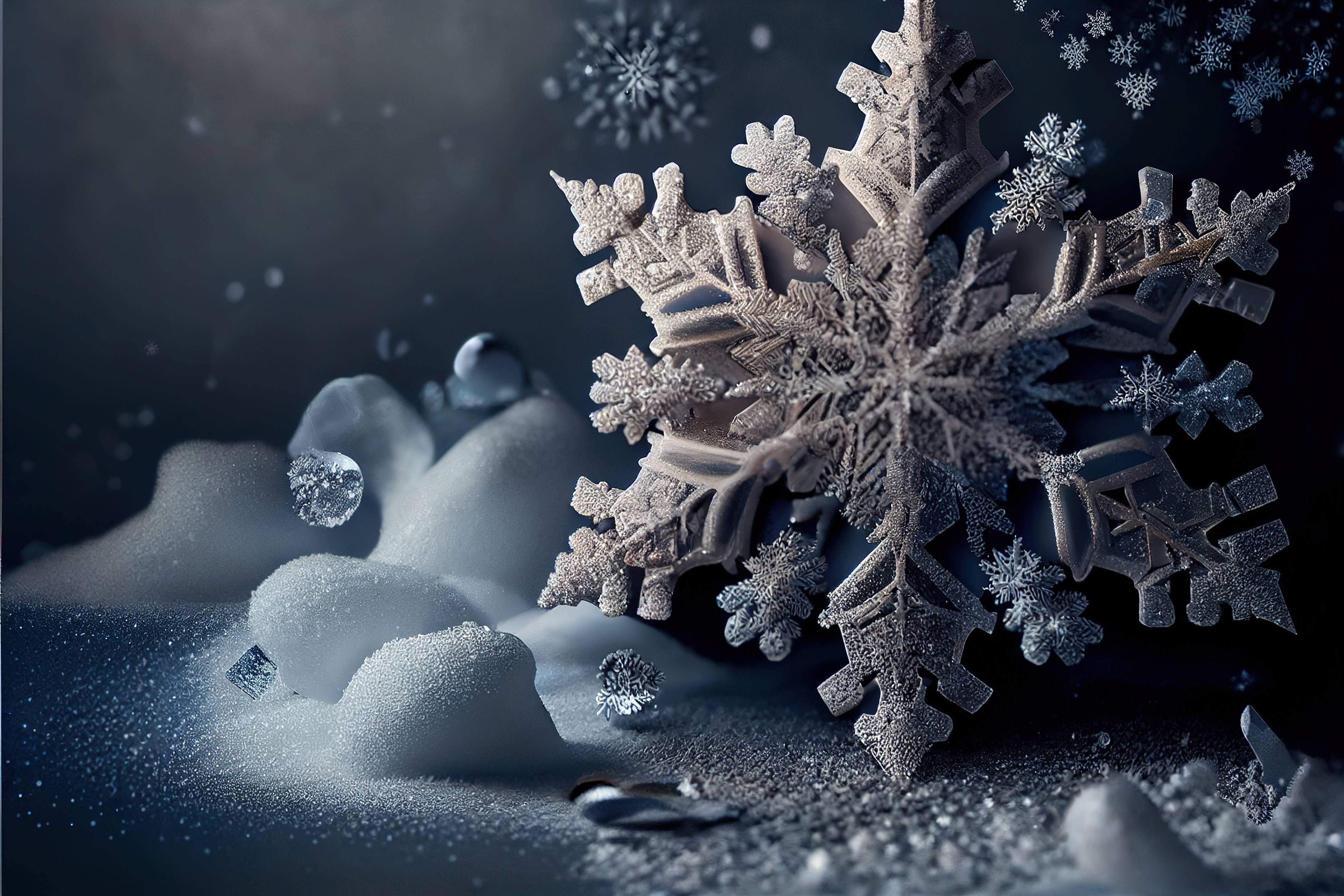 A snowflake is sitting on top of some rocks - Snowflake
