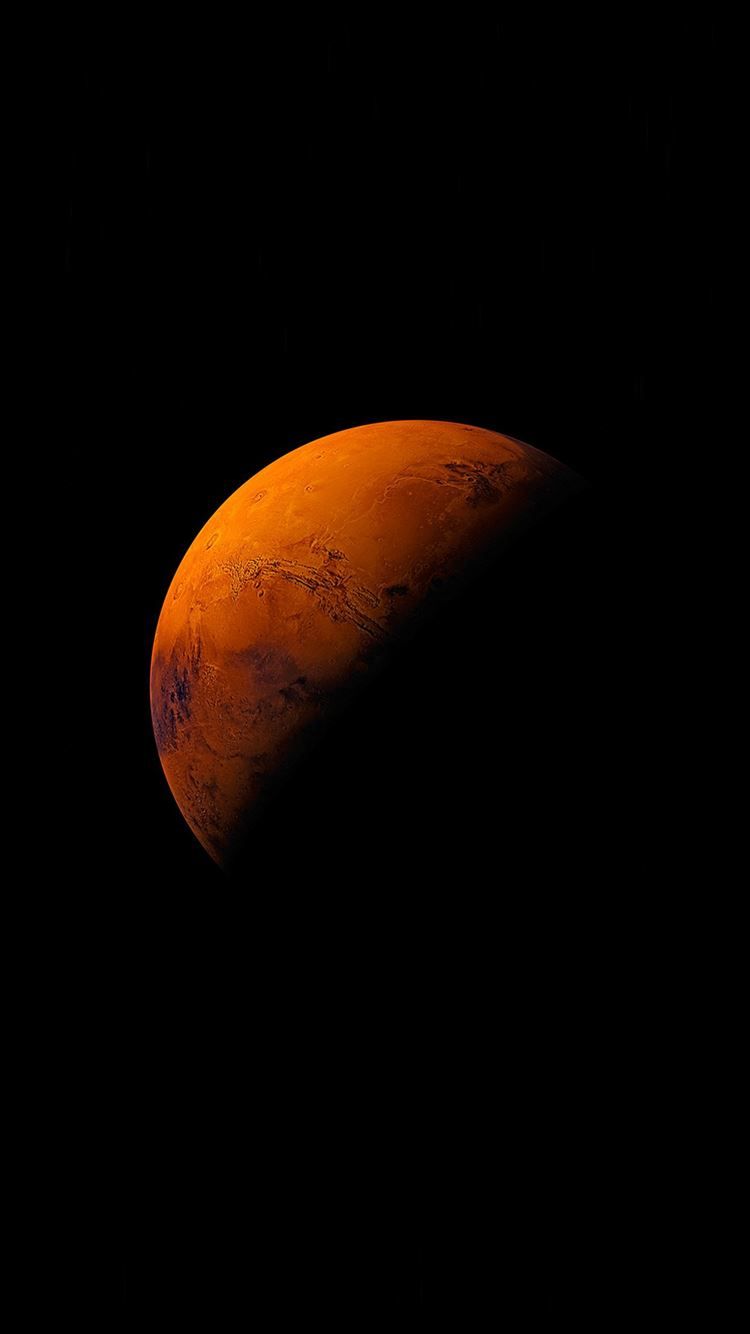 The planet mars in a dark sky - Dark orange, Mars