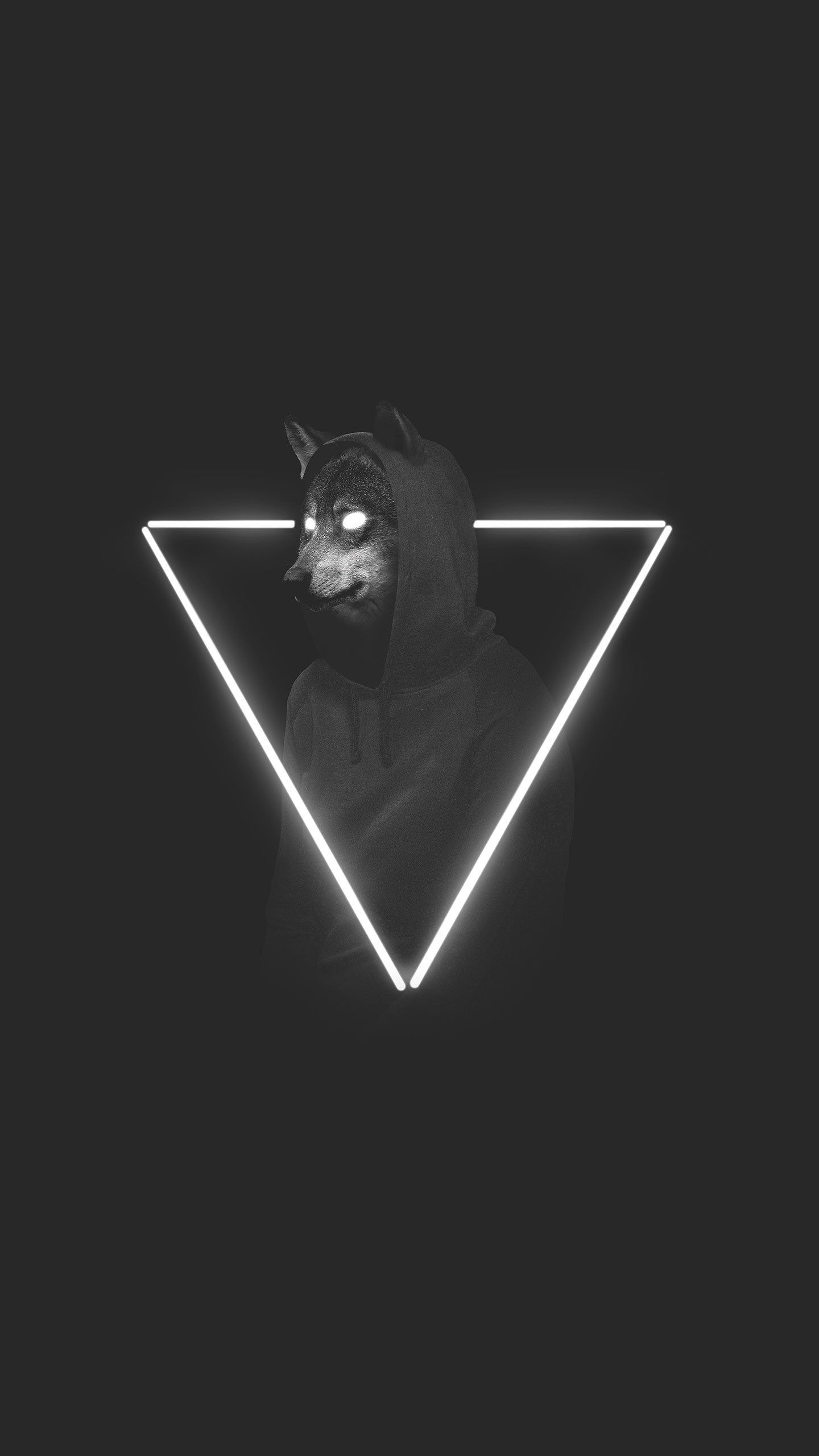 A man in hoodie with glowing eyes and triangle - Wolf