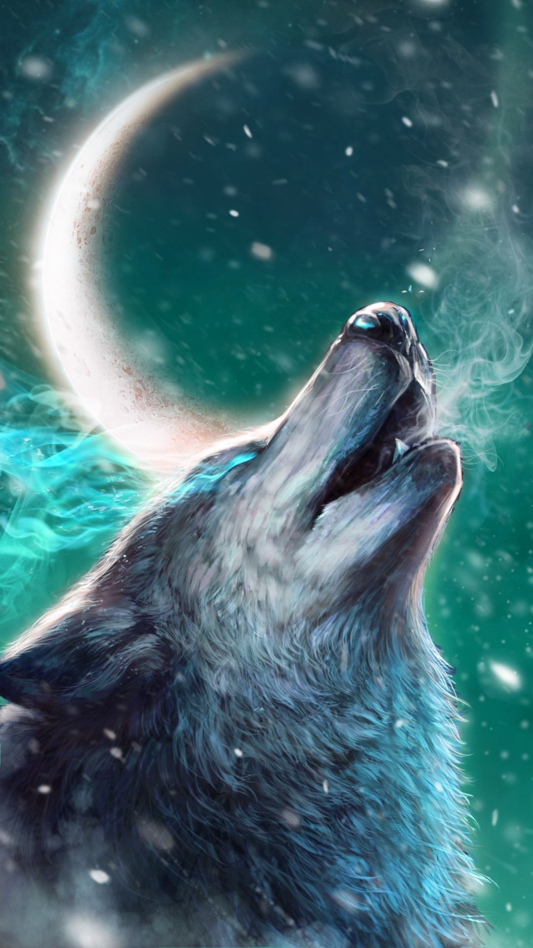 IPhone wallpaper with wolf howling at the moon - Wolf