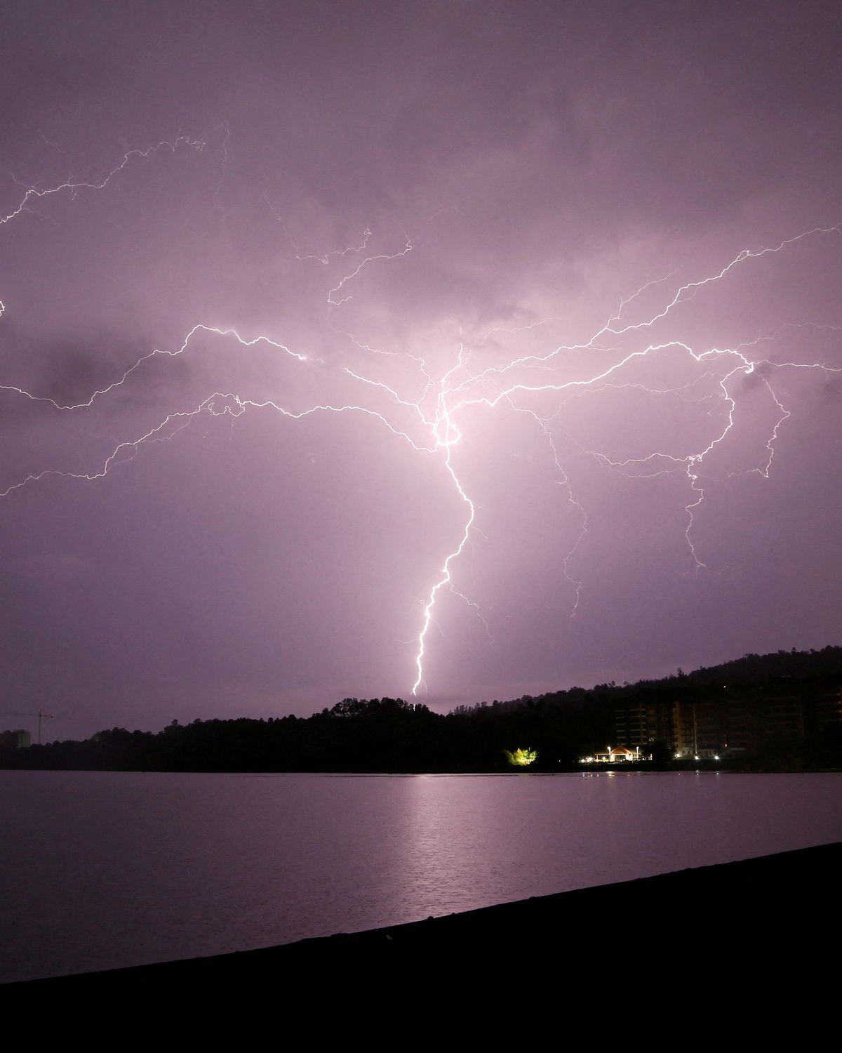 Lightning over a lake - Lightning
