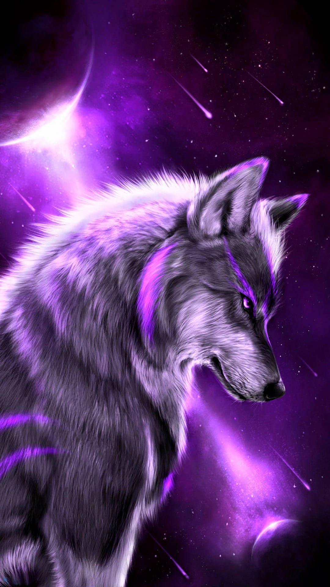 Download Anime Wolf Purple Aesthetic Galaxy Wallpaper