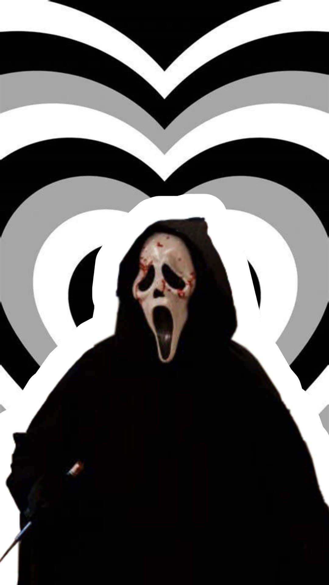 Download Cute Ghostface In Dark Heart Background Wallpaper