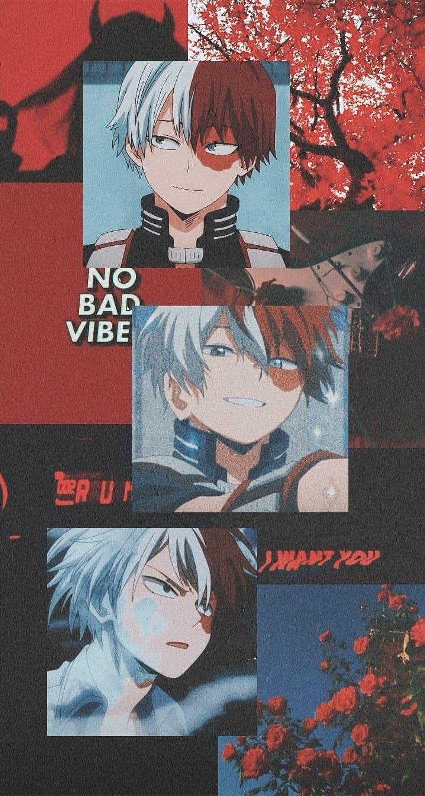 My hero academia aesthetic background with characters - Shoto Todoroki