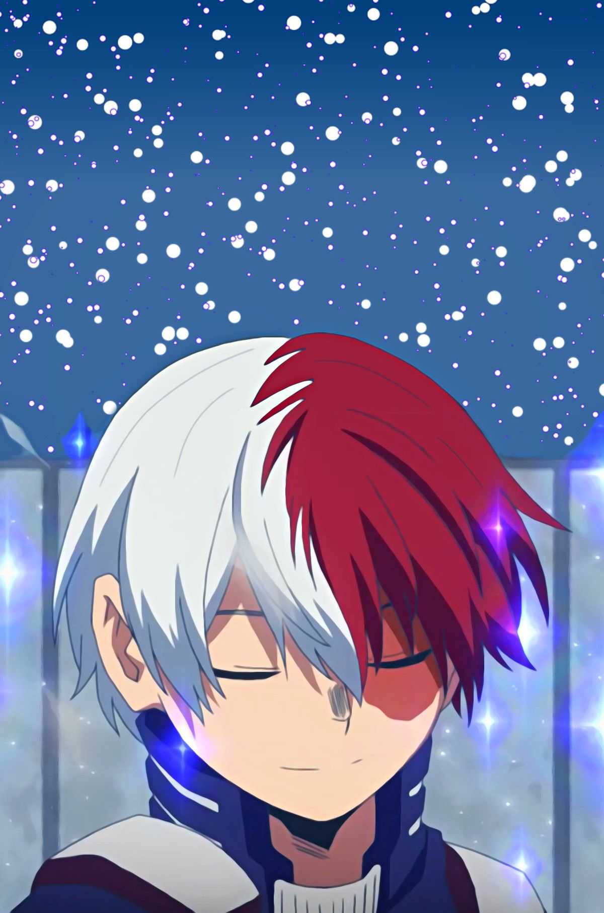 Aesthetic anime wallpaper for phone with a boy with red and white hair - Shoto Todoroki