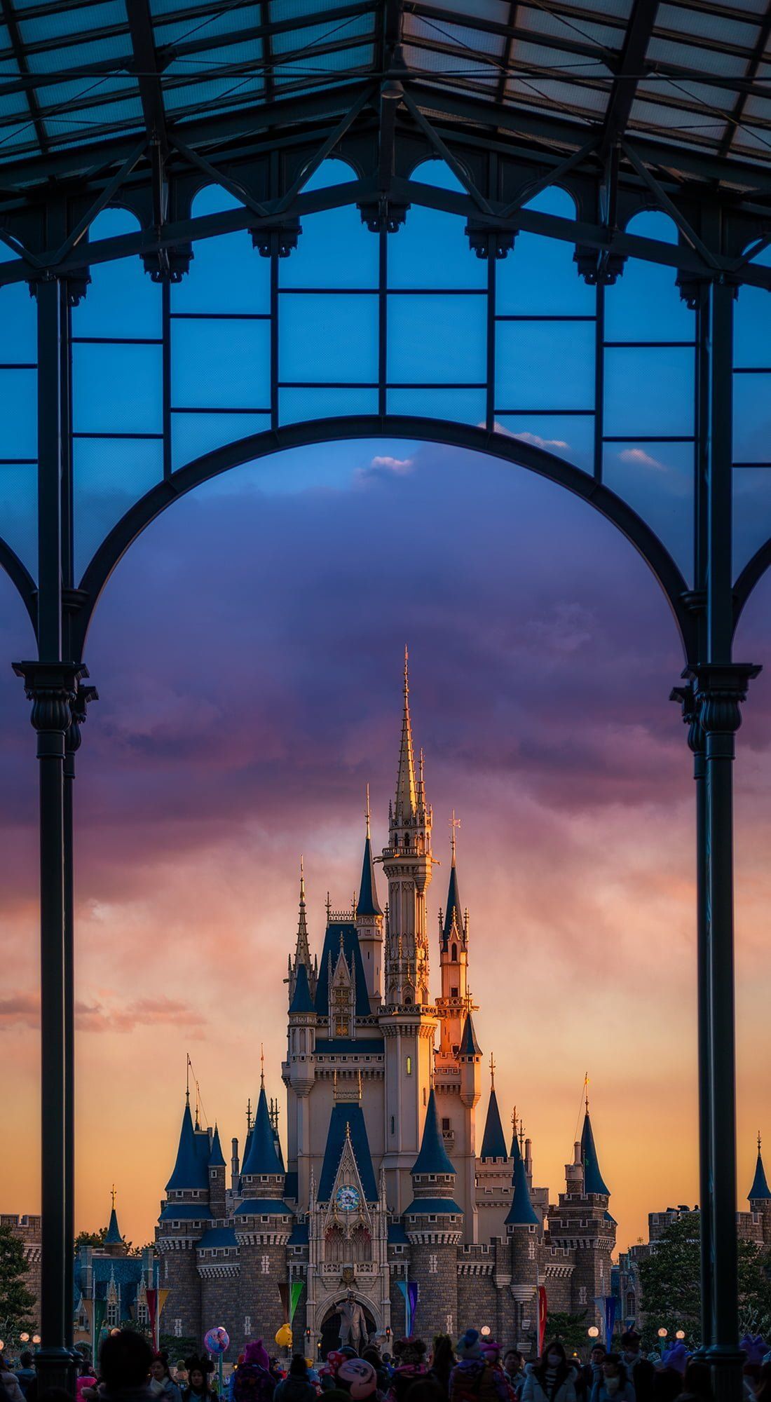 The beautiful and majestic castle of Disney Land during sunset - Disneyland