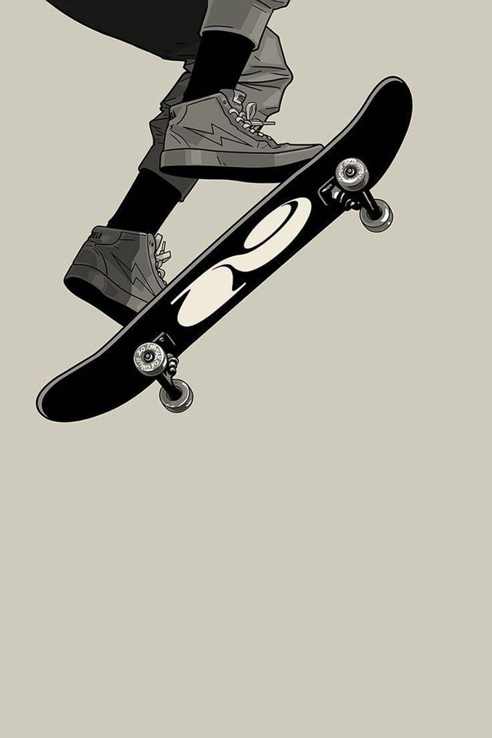 Download Black And White Stunt Skater Aesthetic Digital Art Wallpaper