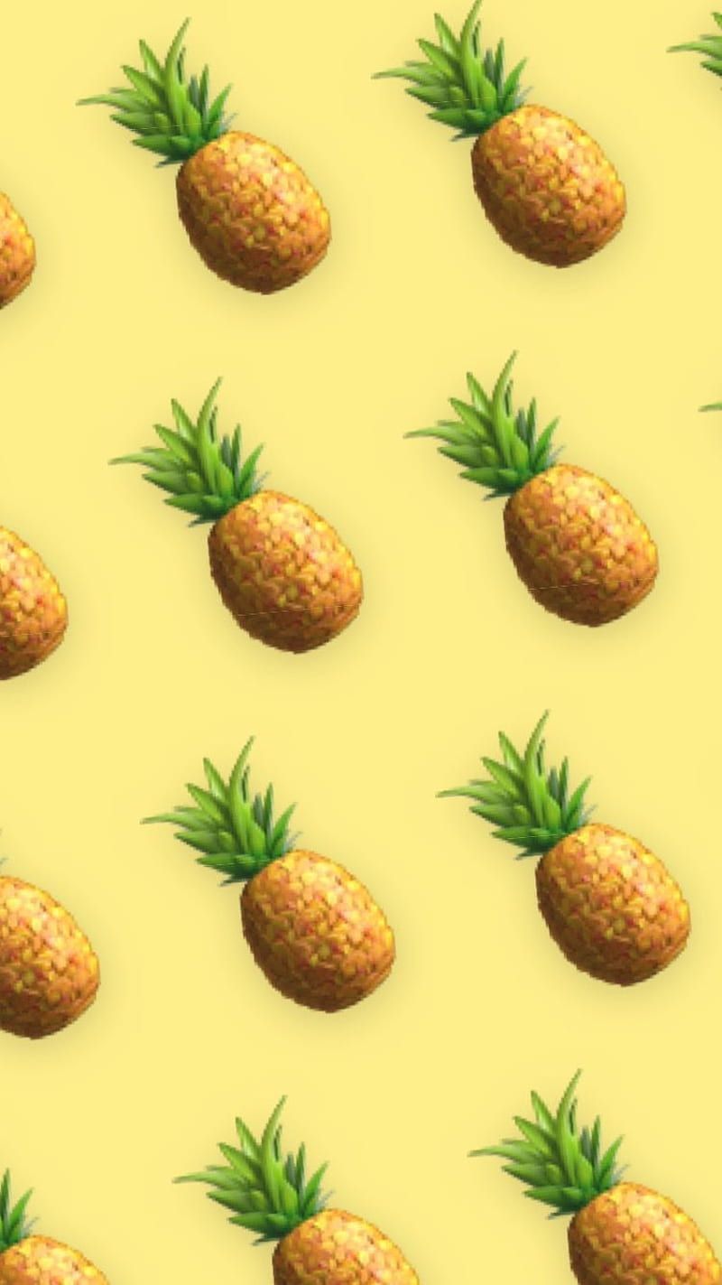 A pattern of pineapples on yellow background - Pineapple