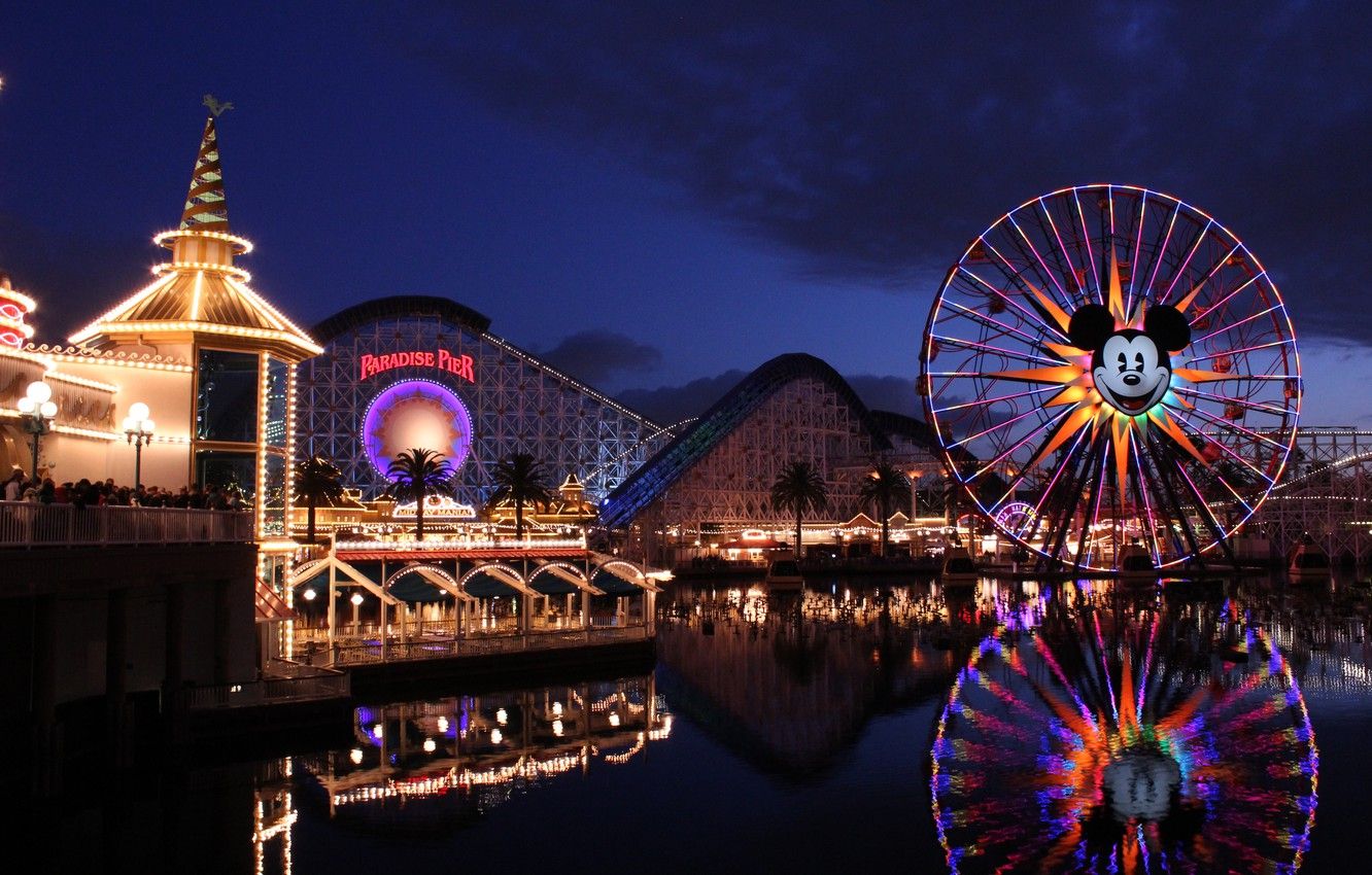Wallpaper California, Mickey mouse, attractions, Disney California Adventure, Disneyland Resort, Paradise Pier, roller coaster image for desktop, section город