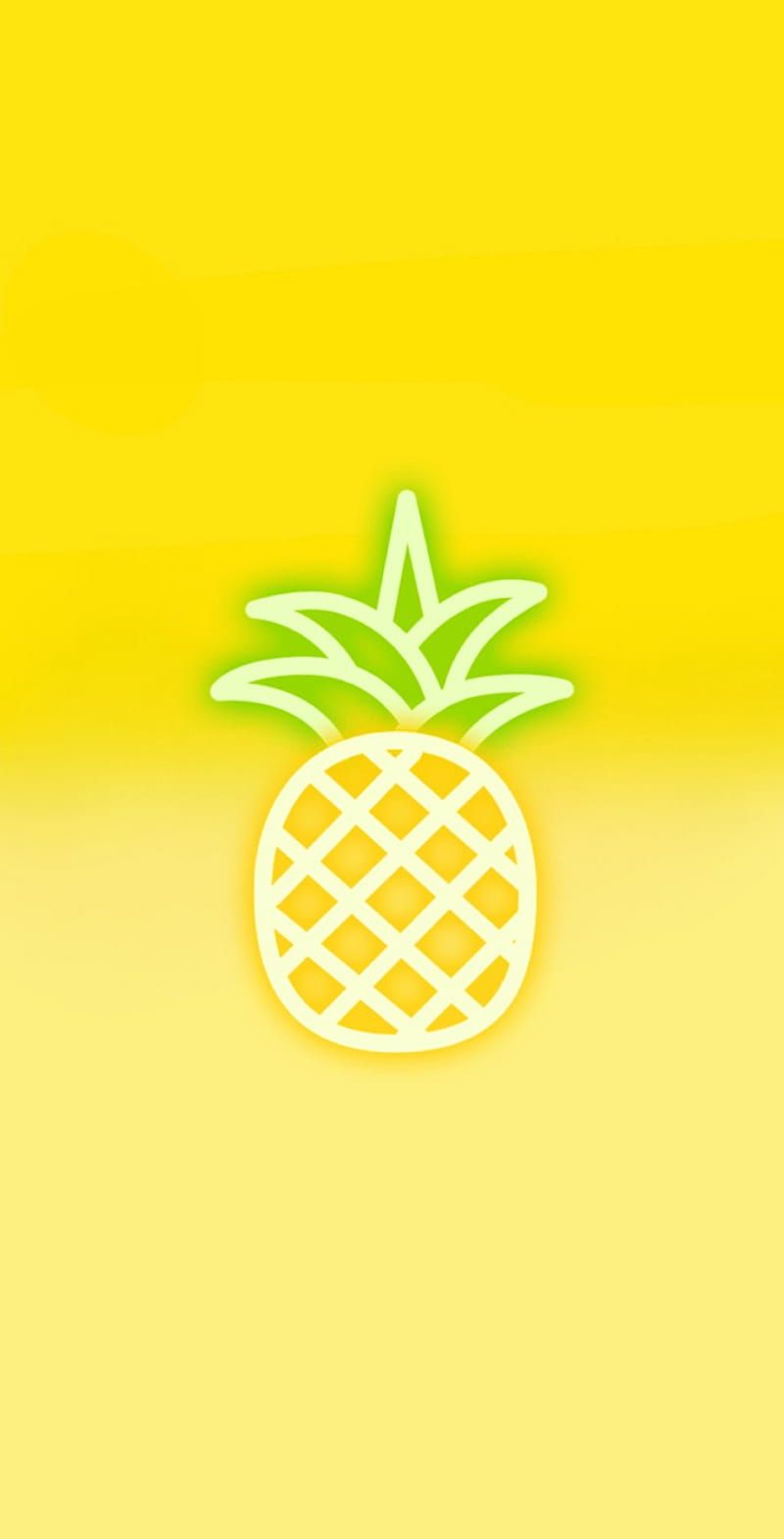 A pineapple neon light on yellow background - Pineapple