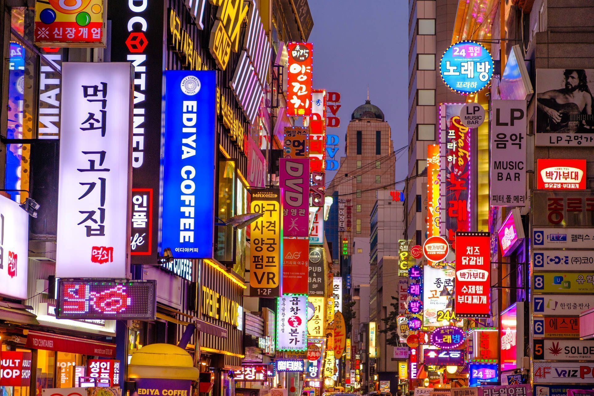 Download Aesthetic Seoul Shop Signs Wallpaper