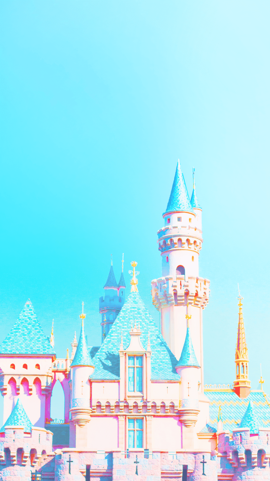 A castle with blue and pink colors - Disneyland