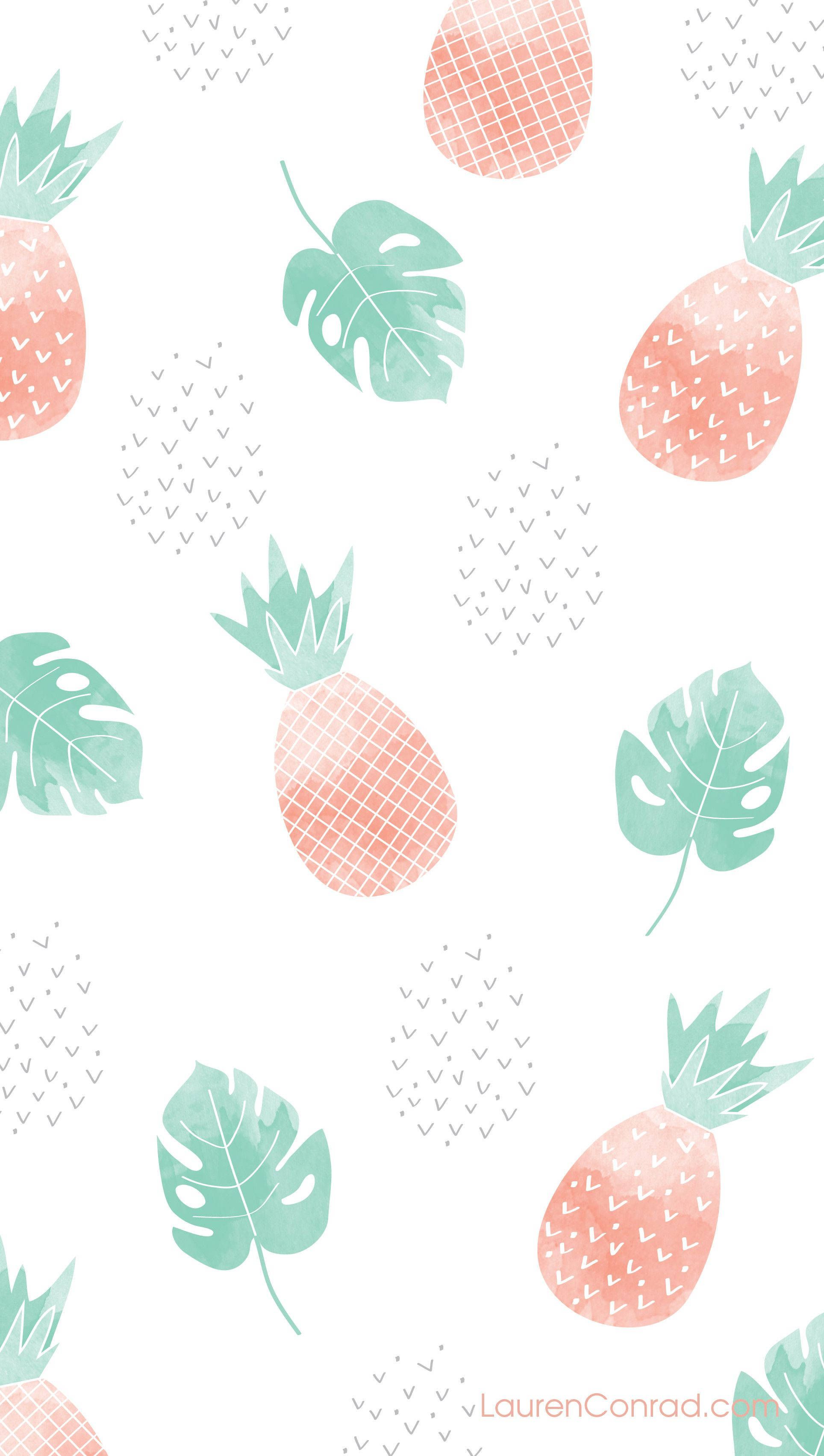 Download Pineapple And Leaves Cute iPhone Wallpaper