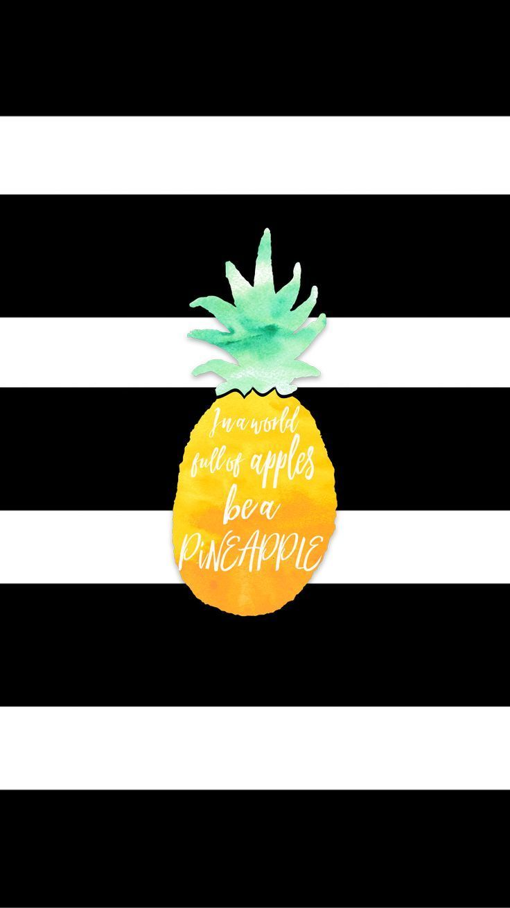 A pineapple on black and white striped background - Pineapple