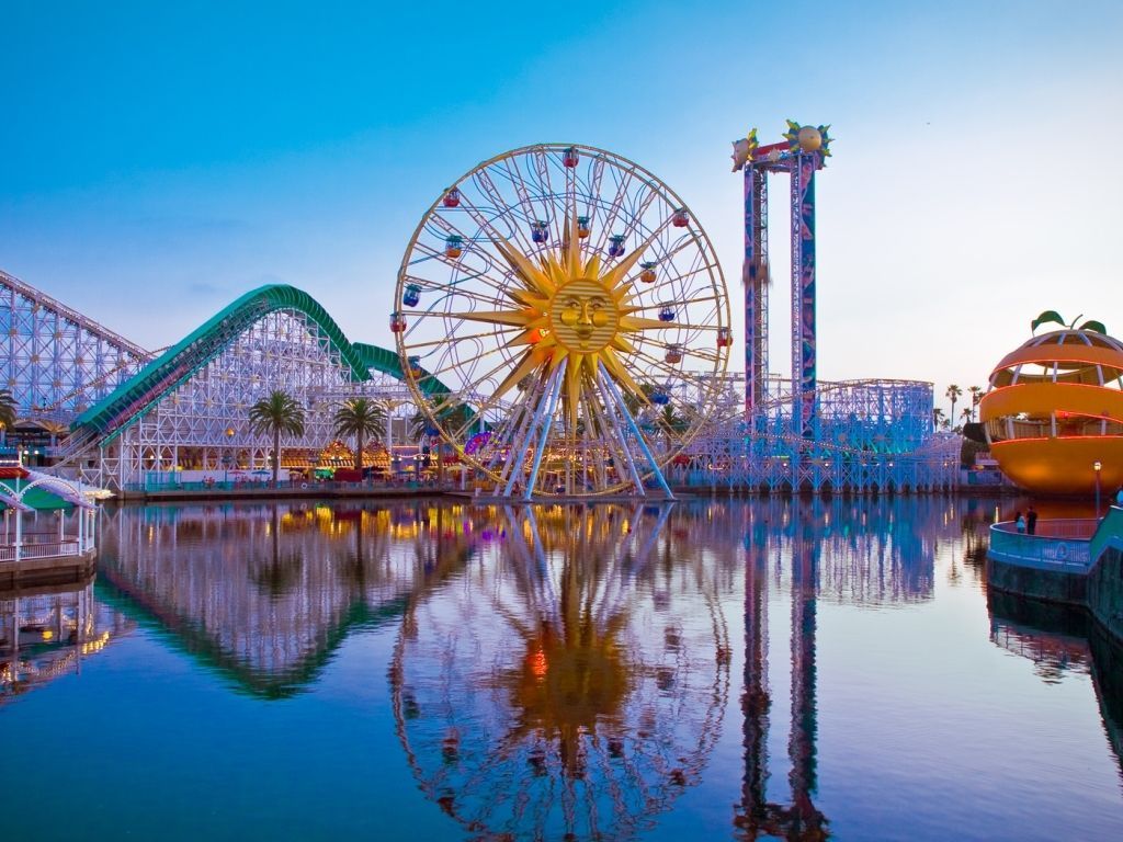 A large ferris wheel and roller coaster - Disneyland