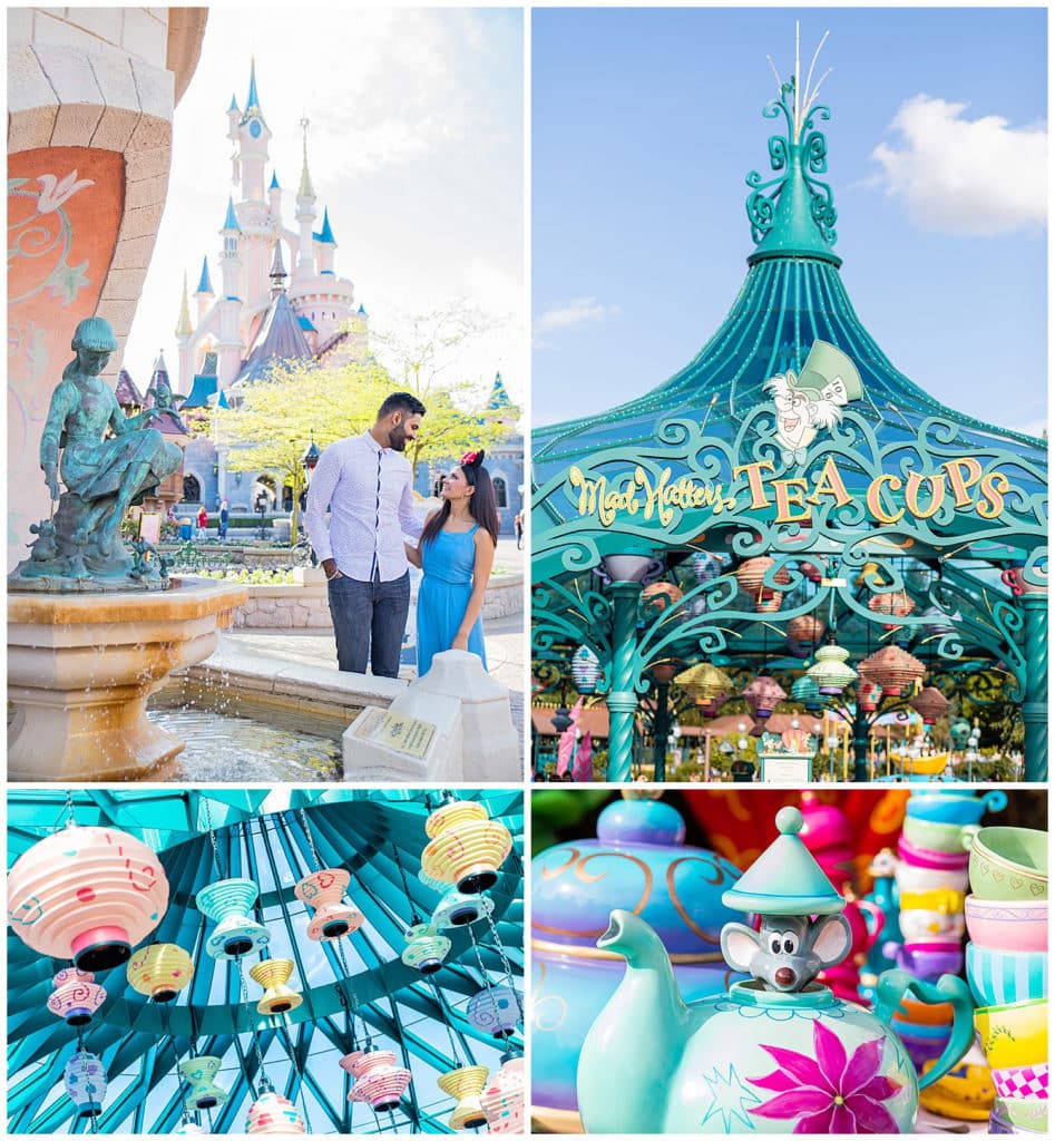 A collage of pictures with different scenes - Disneyland