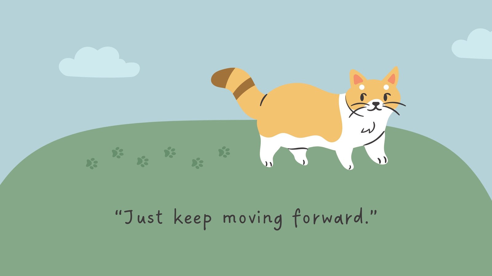 A cat walking on a hill with the caption 