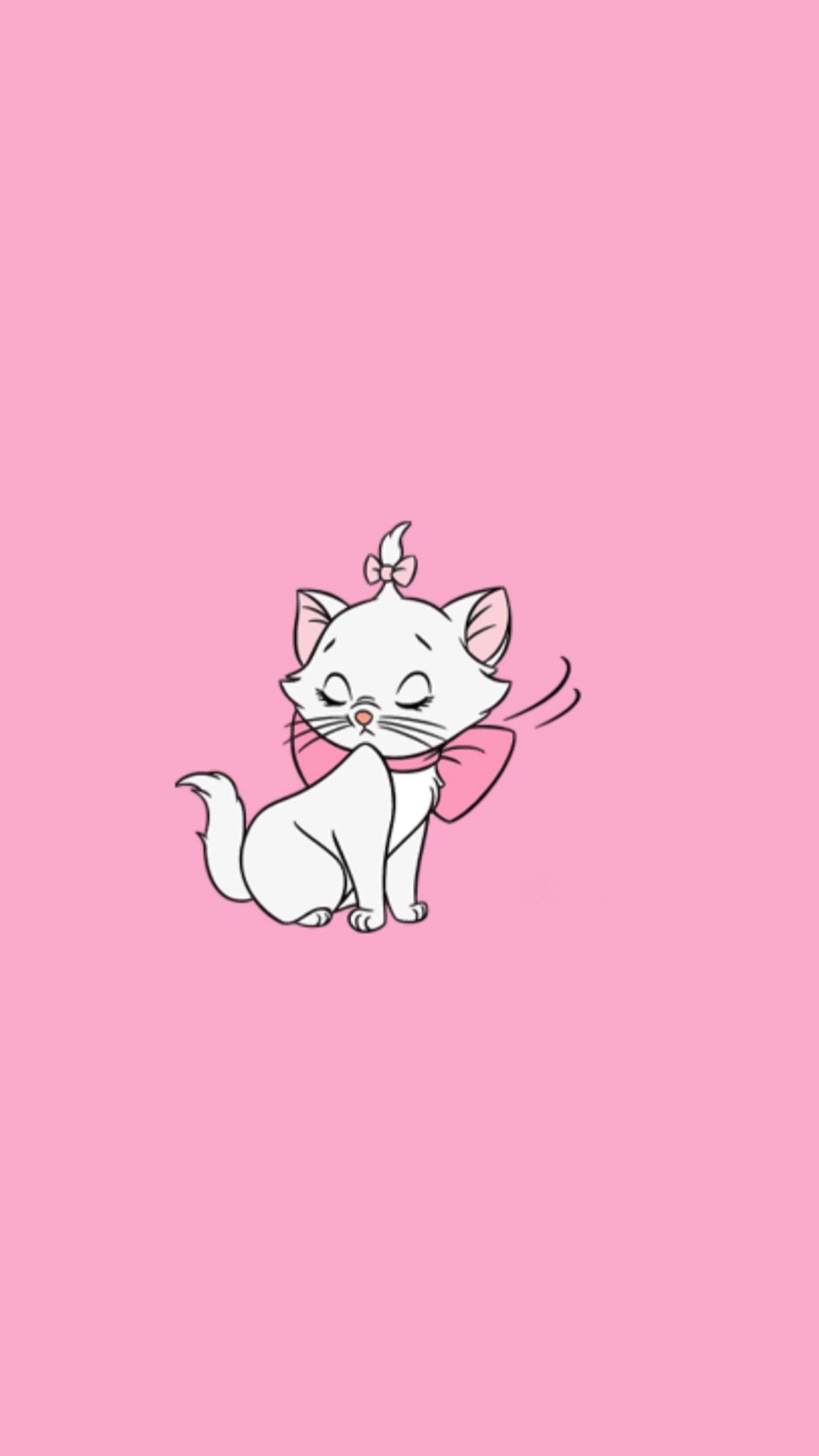 A white cat sitting on pink background - Disney