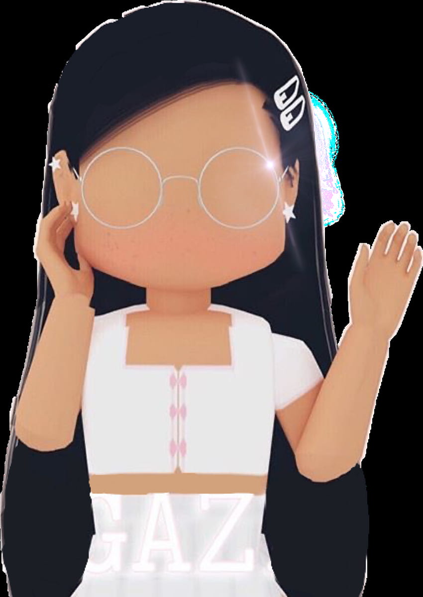 A cartoon girl with glasses and white shirt - Roblox