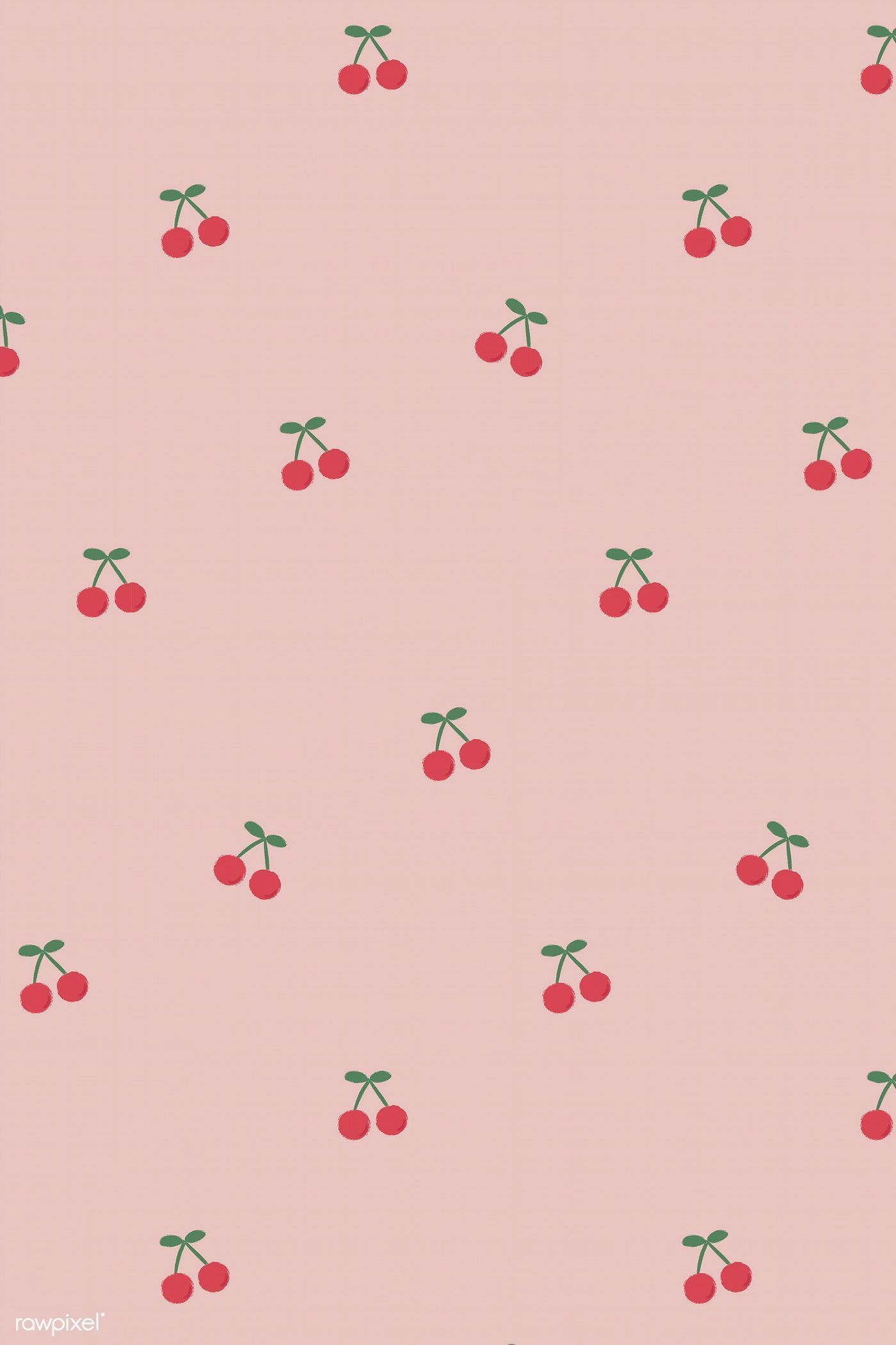 Red hand drawn cherry seamless pattern on pink social vector. premium image by. iPhone background wallpaper, Aesthetic iphone wallpaper, Fruit wallpaper