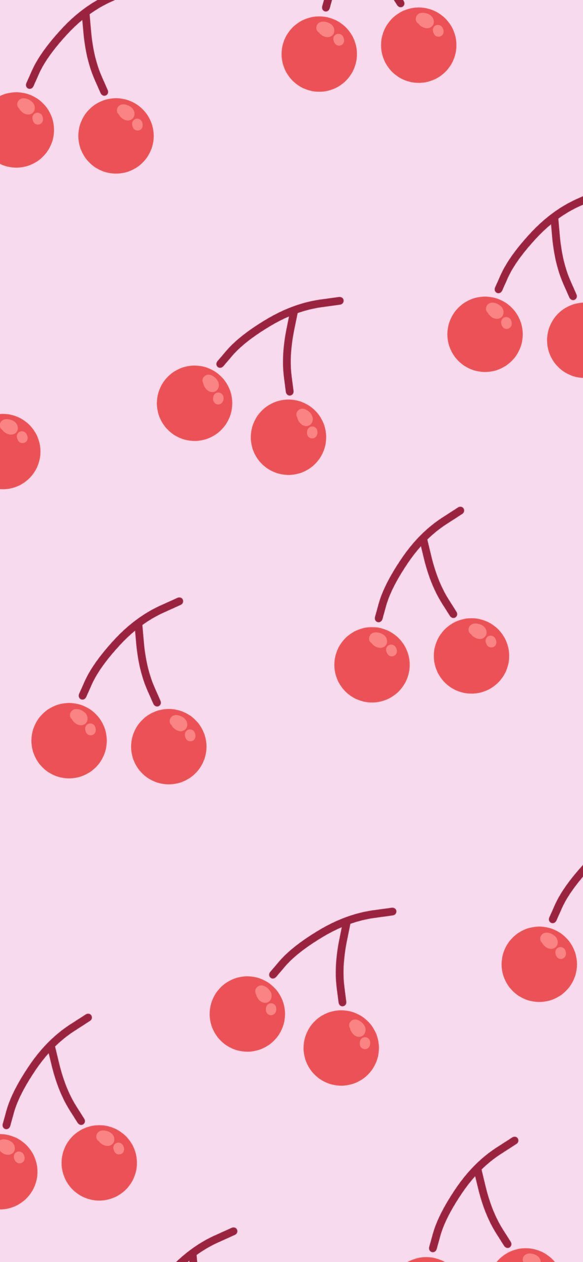 A pattern of cherries on pink background - Cherry, cute pink