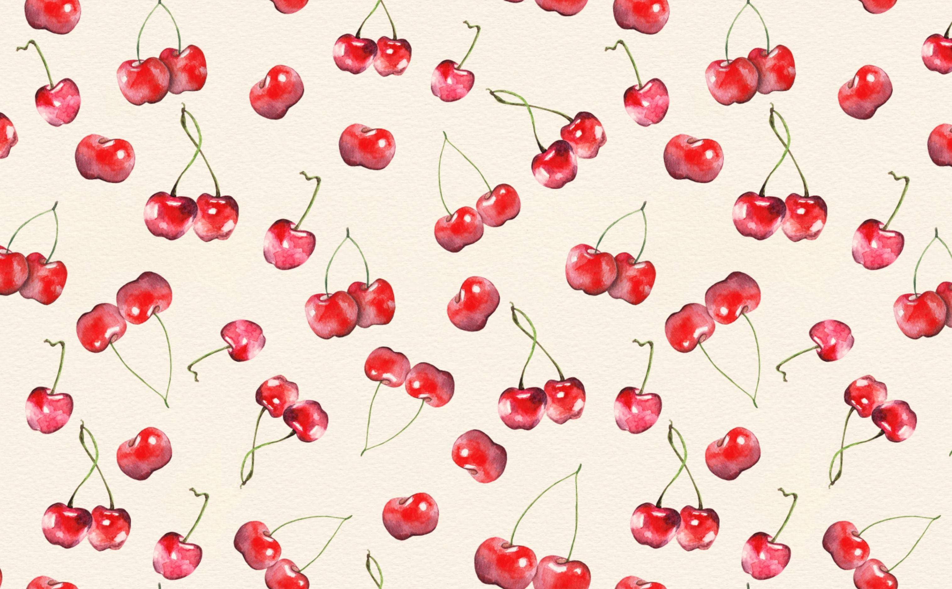 Watercolor illustration of red cherries on a white background - Cherry