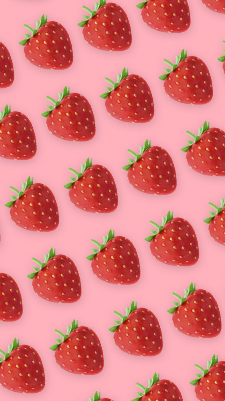 A pattern of strawberries on pink background - Strawberry