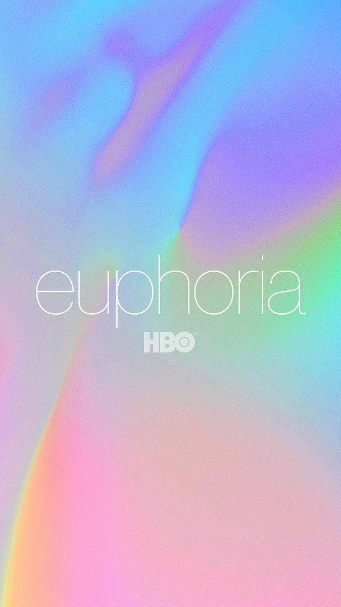 Euphoria poster with the HBO logo and a rainbow background - Euphoria