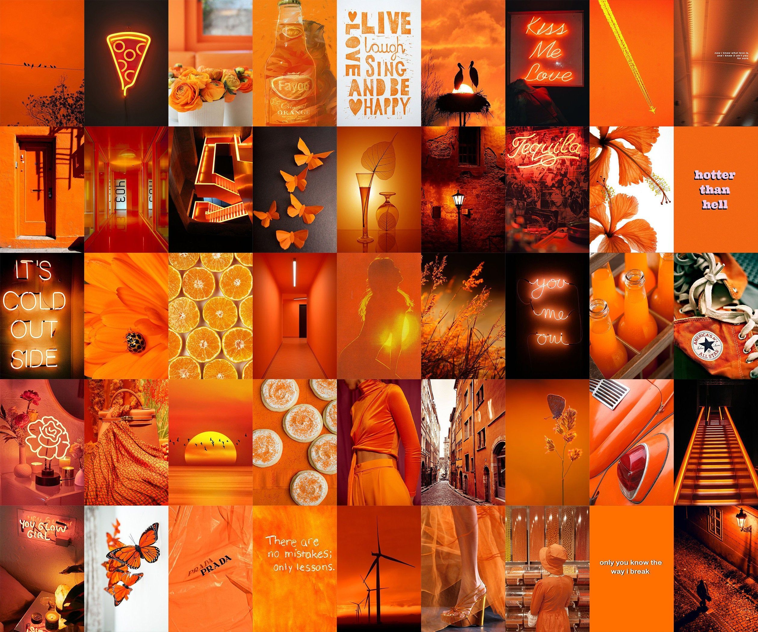 Orange Aesthetic Collage Wallpaper