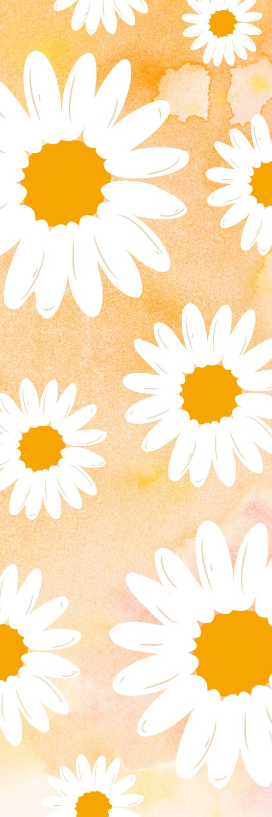 A watercolor painting of daisies on an orange background - Shrek