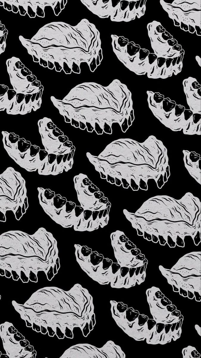 A seamless pattern of teeth on black background - Dentist