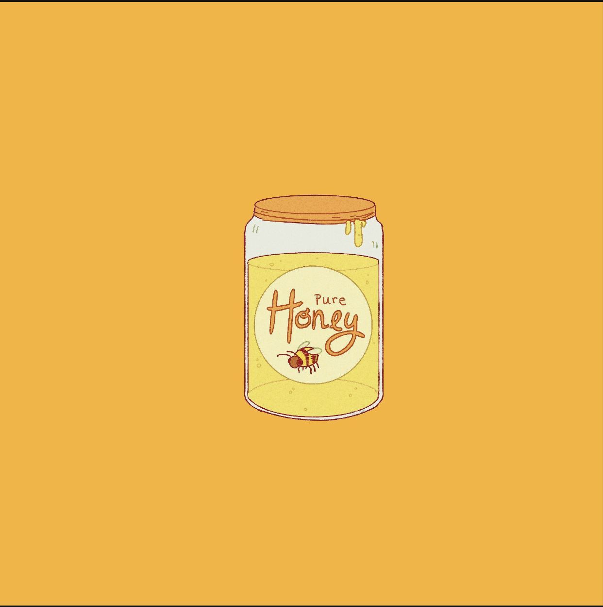 A honey jar on an orange background - Honey