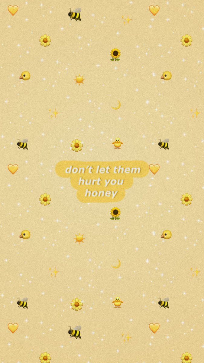 Aesthetic phone background with bees, flowers, and the words 