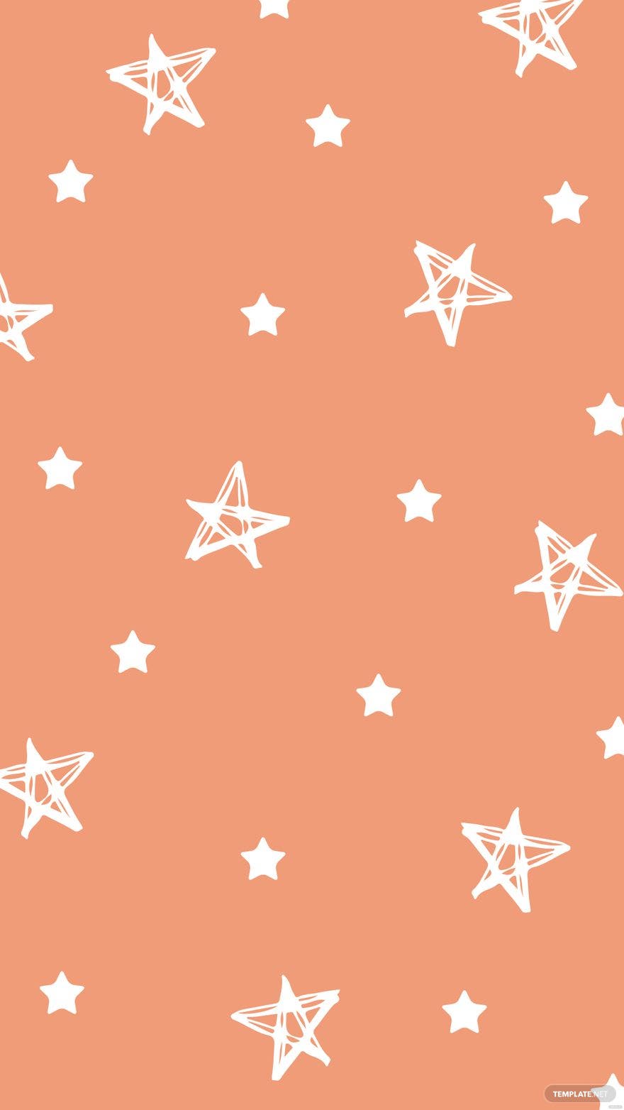 Cute wallpaper for phone with stars. - Coral