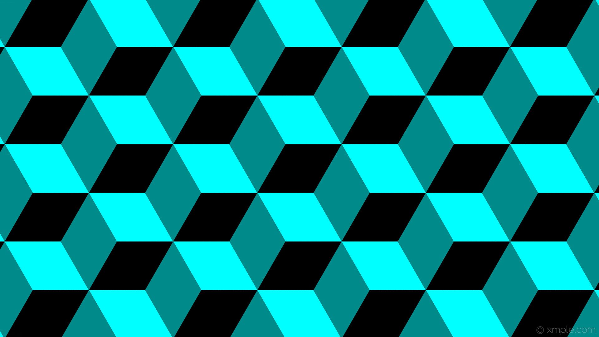 A black and blue cube pattern - Cyan