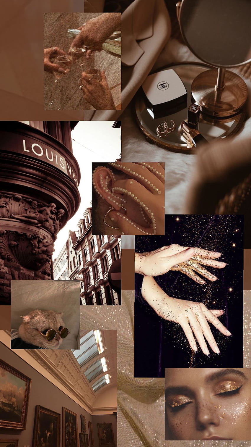 A collage of images including a Louis Vuitton store, a handbag, a pair of shoes, a makeup palette, a handbag, a cityscape, a cat, and a close up of a woman's eyes. - Dior