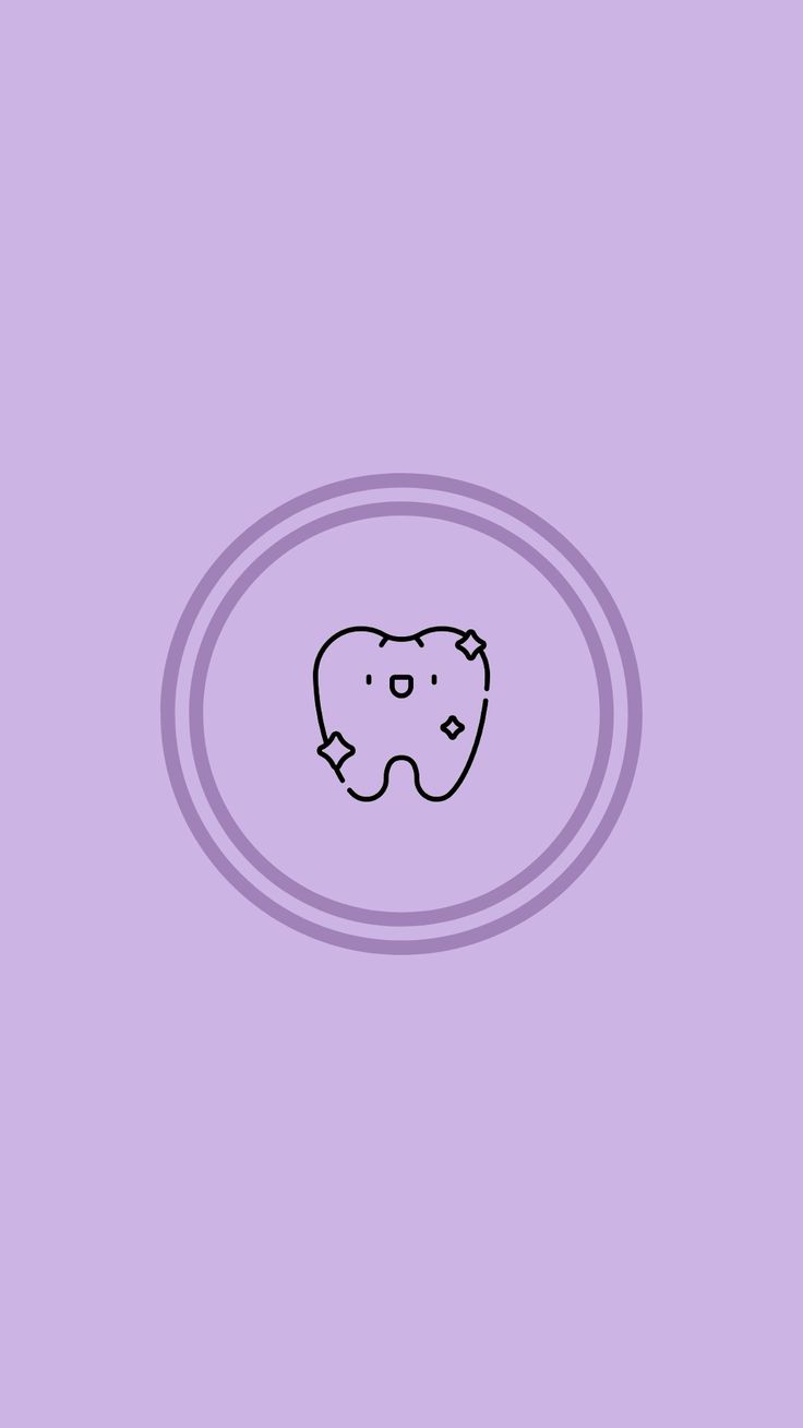 A purple background with a purple oval in the middle and a tooth in the middle of the oval. - Dentist