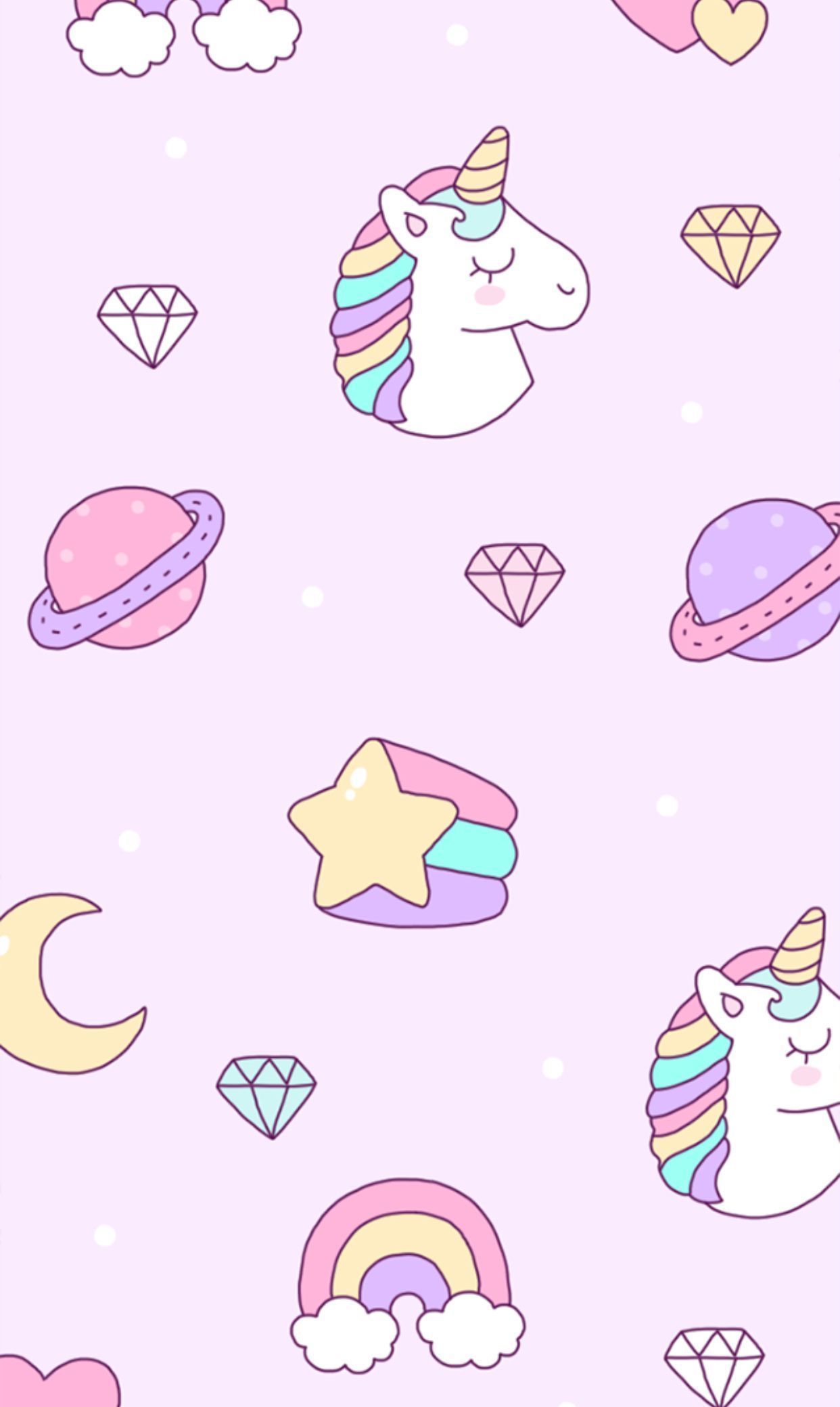 A cute unicorn pattern with stars and hearts - Unicorn