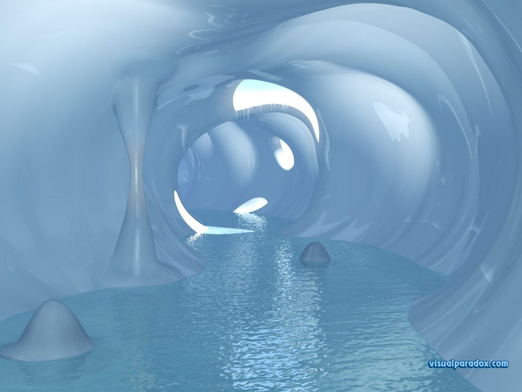 Free 3D Wallpaper 'Ice Cave' 1024x768
