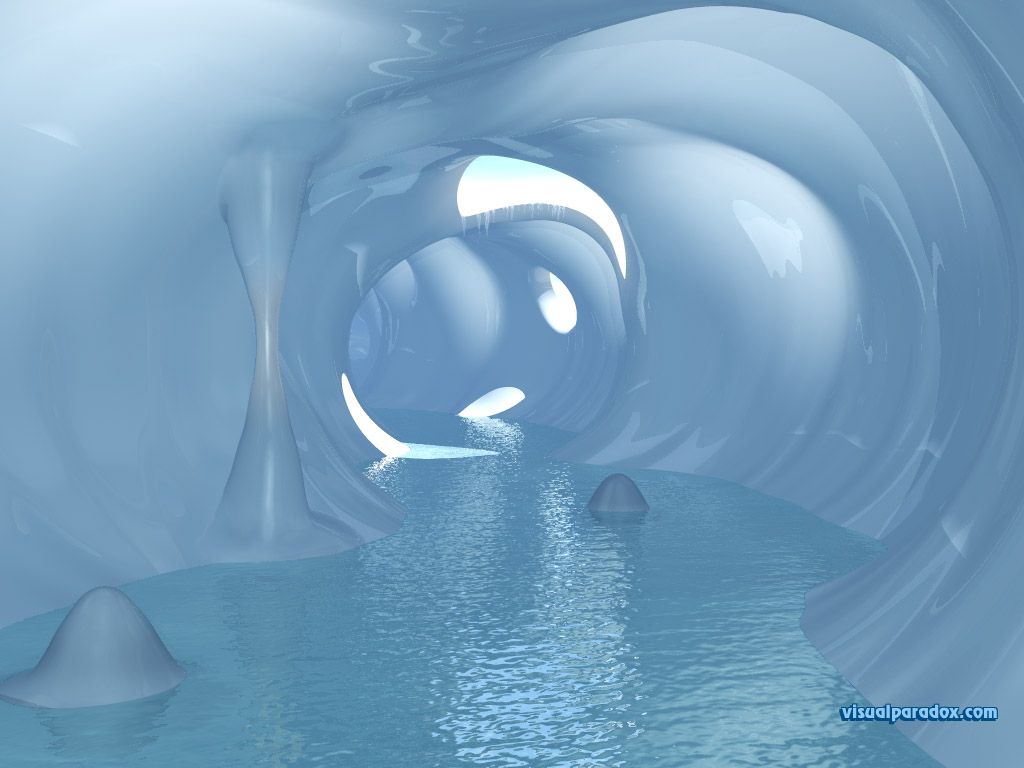 A 3D rendered wallpaper of a frozen waterfall - Ice