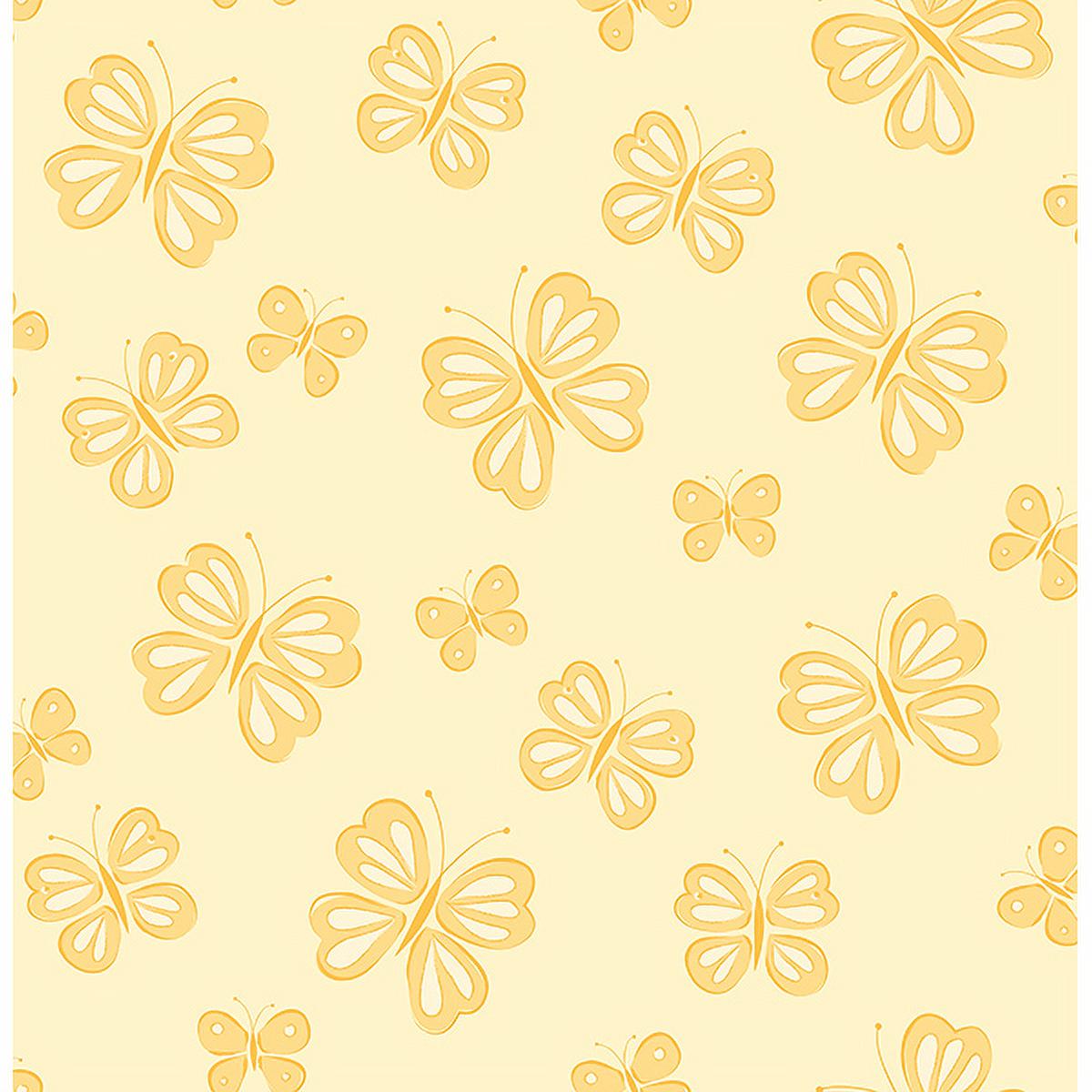 A seamless repeating pattern of yellow butterflies on a yellow background - Honey