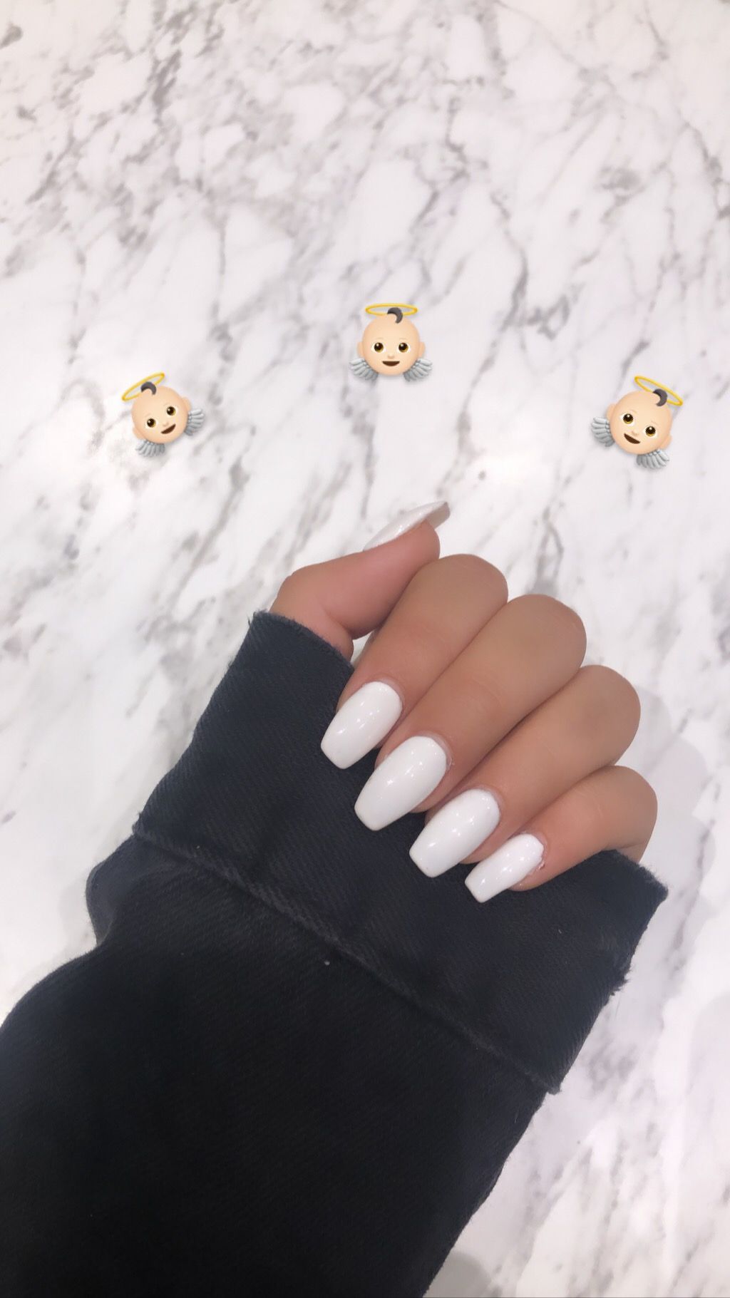 White acrylic nails, white nails, white gel nails, white gel polish, white coffin nails, white ballerina nails, white nails with a pop of color - Nails