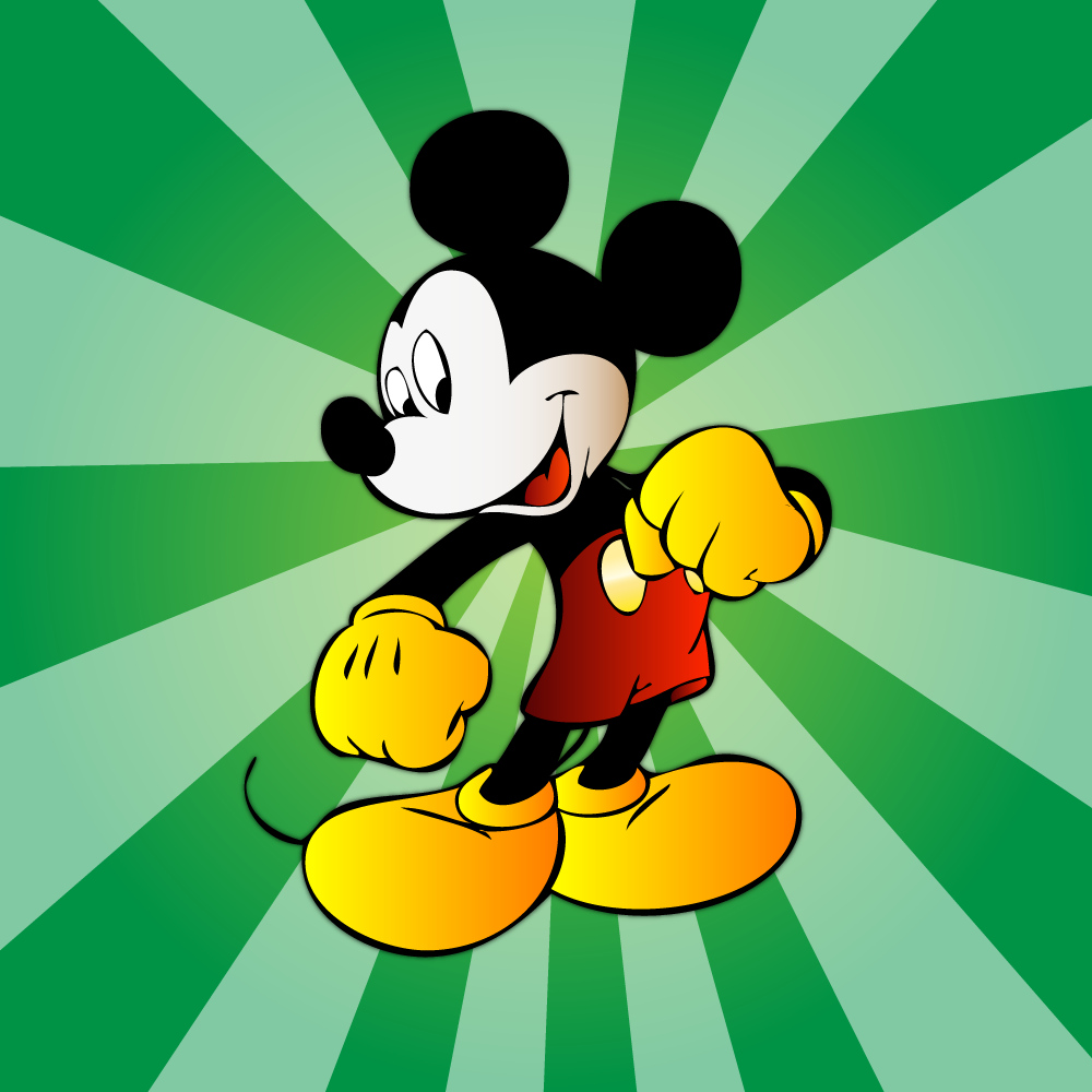 A cartoon of mickey mouse on green background - Mickey Mouse