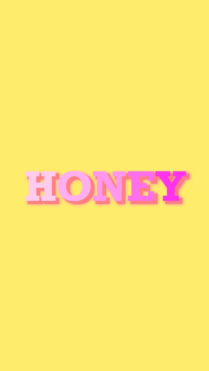 A pink and yellow background with the word honey written in it - Honey