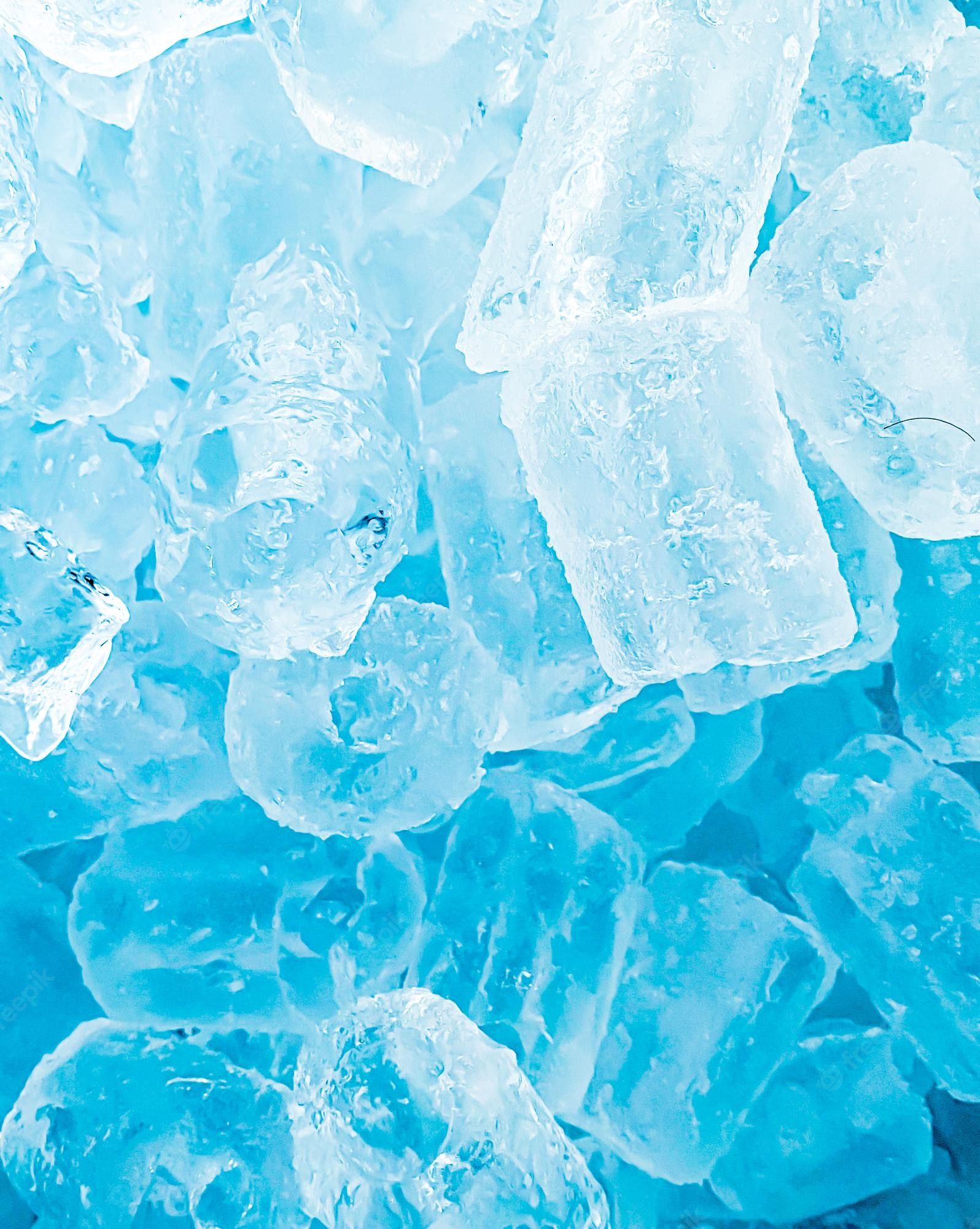 A close up of blue ice cubes - Ice