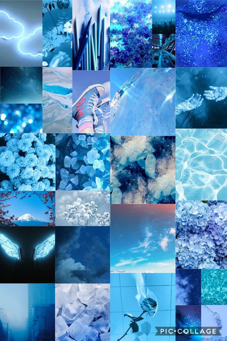 A collage of pictures with blue water - Ice