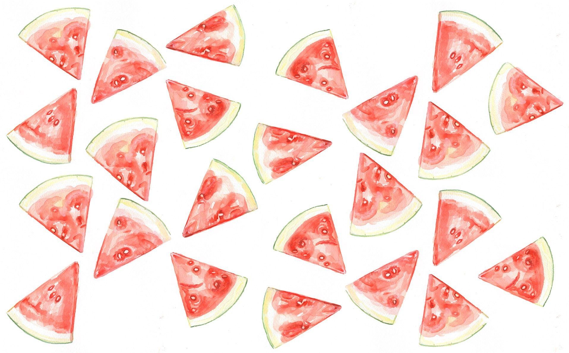 A watercolor painting of watermelon slices - Watermelon, foodie